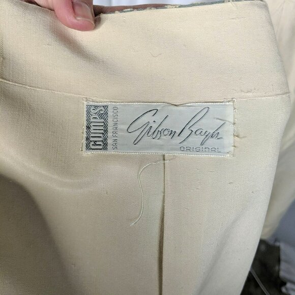 Vintage Gibson Bayh Pea Coat Small Blue Embroidered Cream - Picture 10 of 10